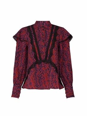Koché Rent The Runway Python Print  Blouse With Lace Trim 2